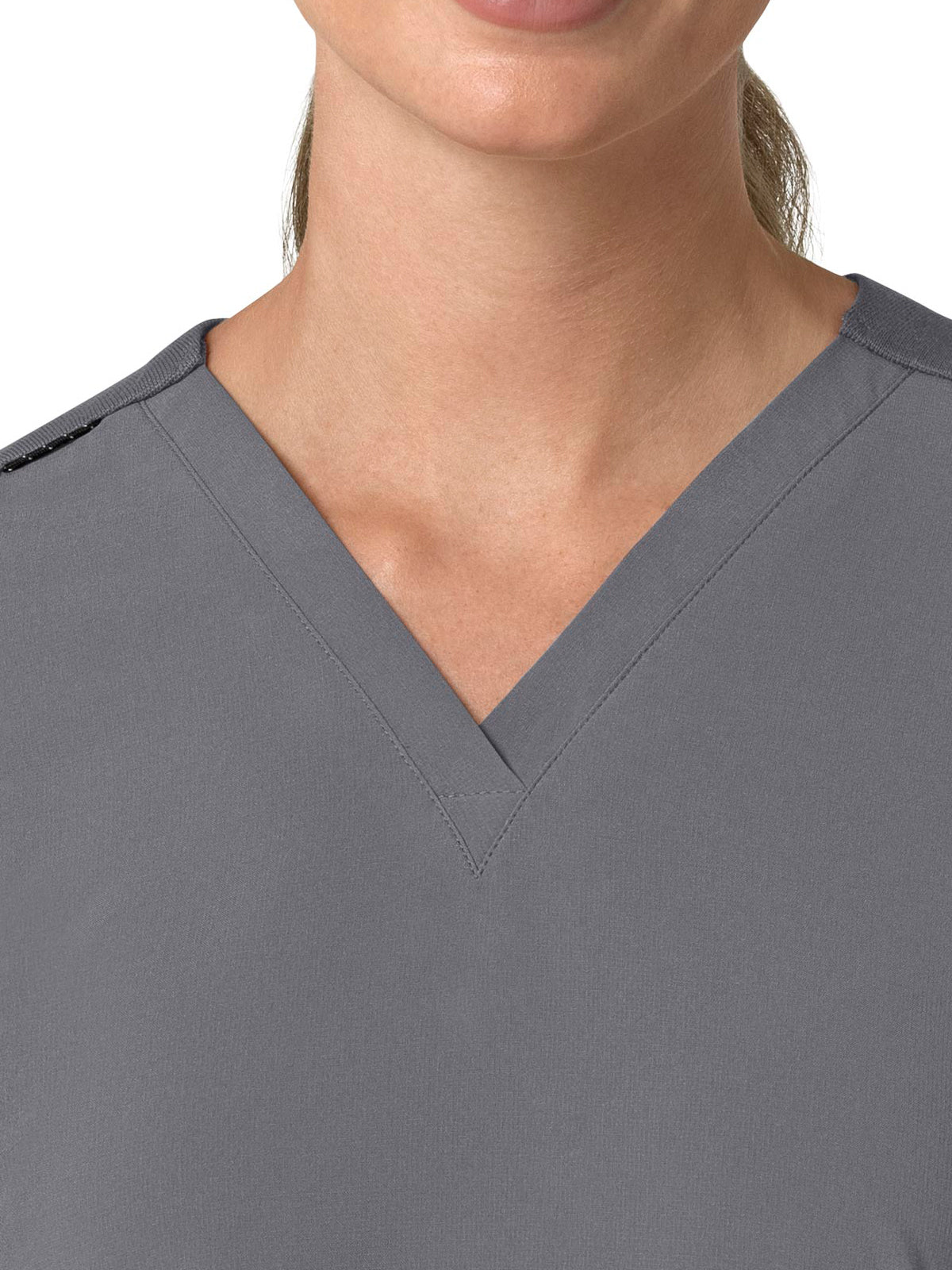Women's Three-Pocket Flex Panel V-Neck Top - C13210 - Pewter