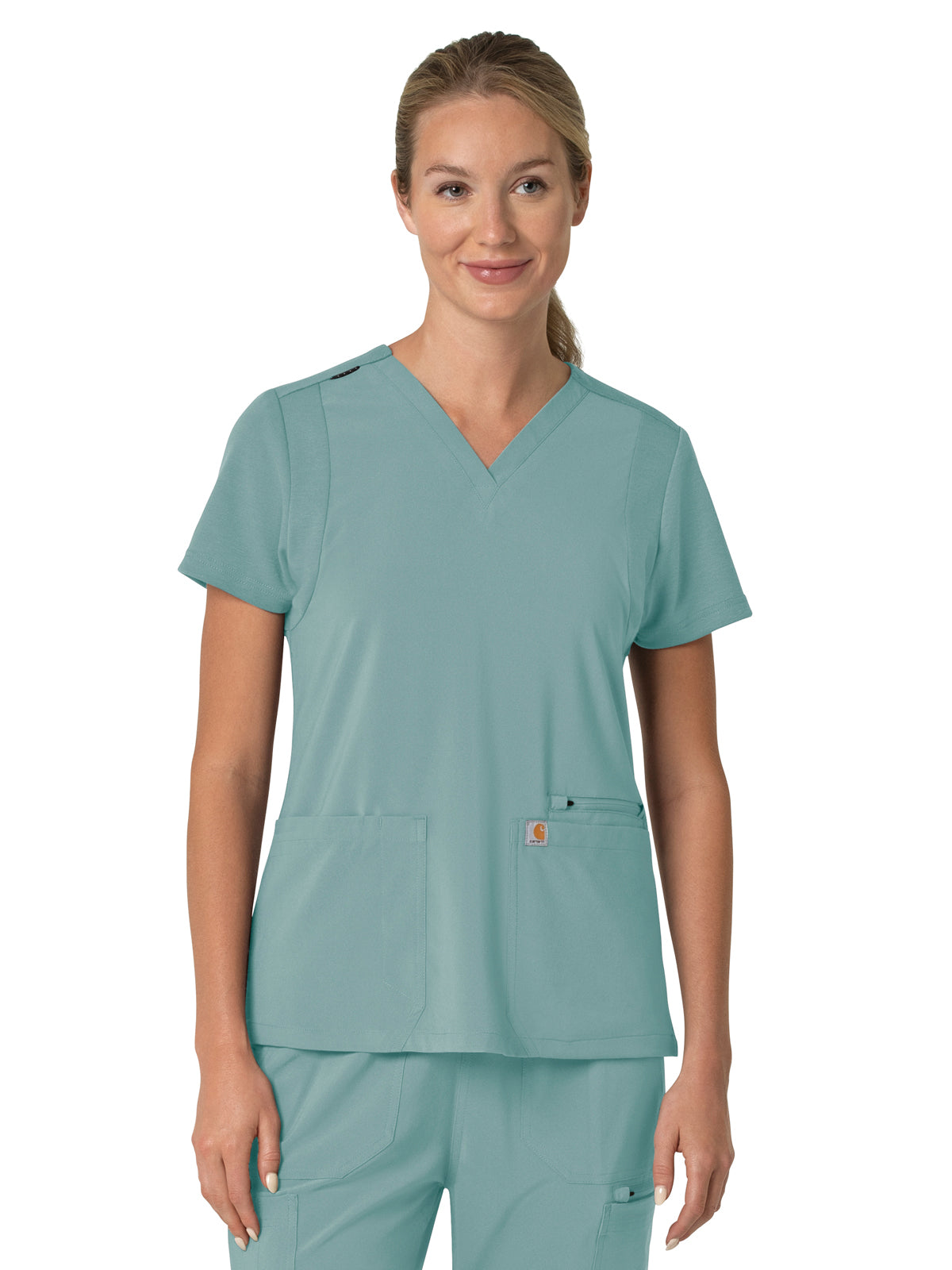 Women's Three-Pocket Flex Panel V-Neck Top - C13210 - Summer Blue