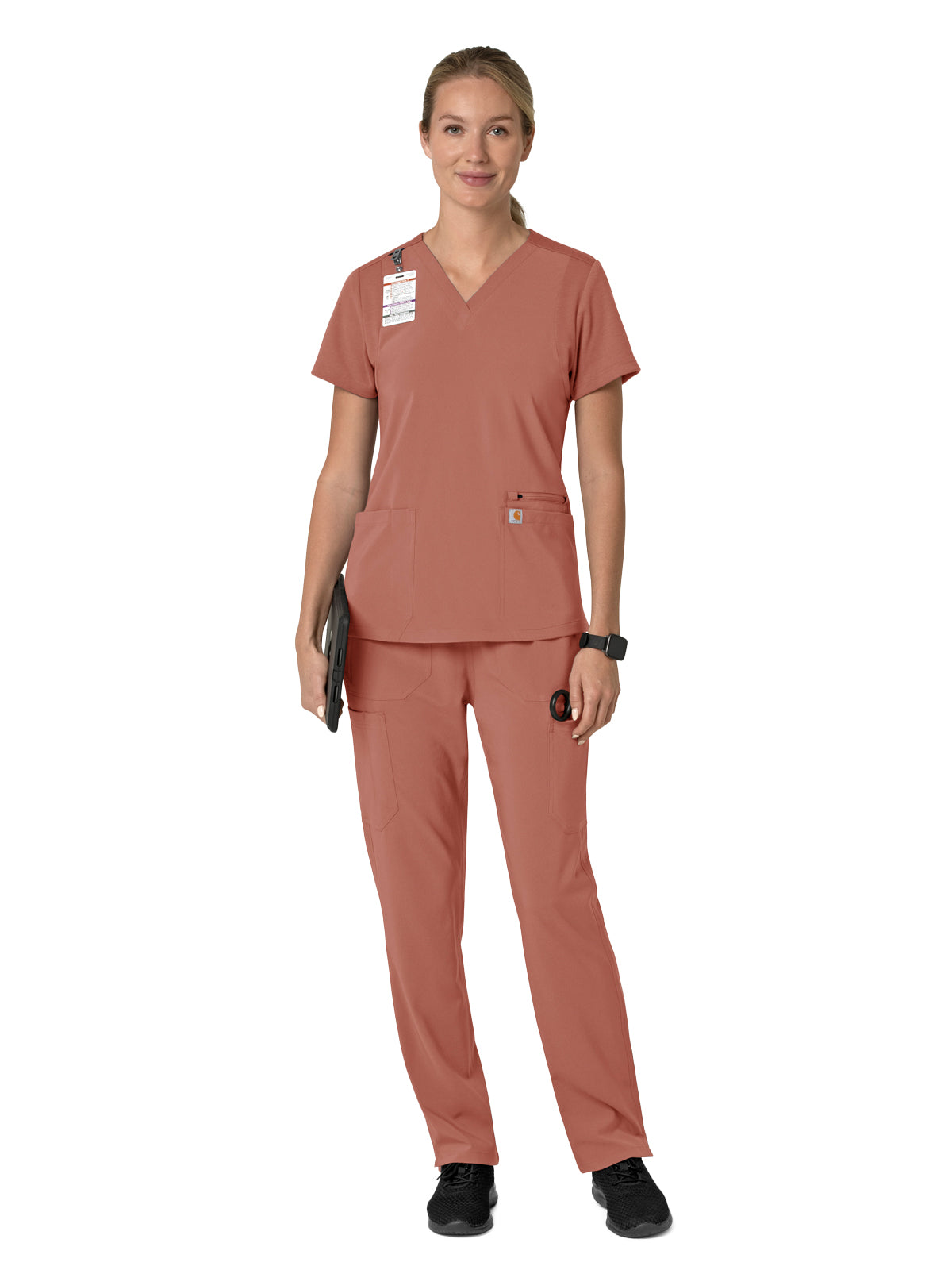 Women's Three-Pocket Flex Panel V-Neck Top - C13210 - Wildrose