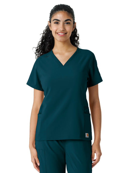 Women's Knit Panel Top - C13310 - Caribbean