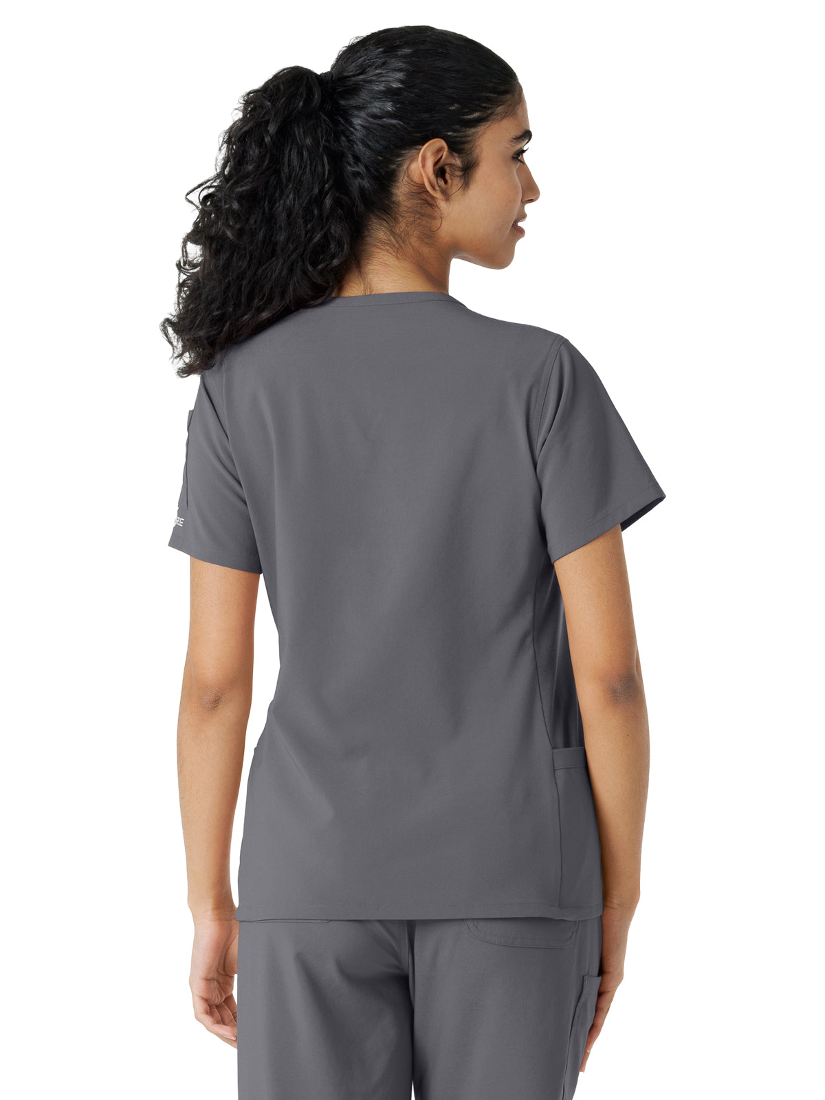Women's Knit Panel Top - C13310 - Pewter