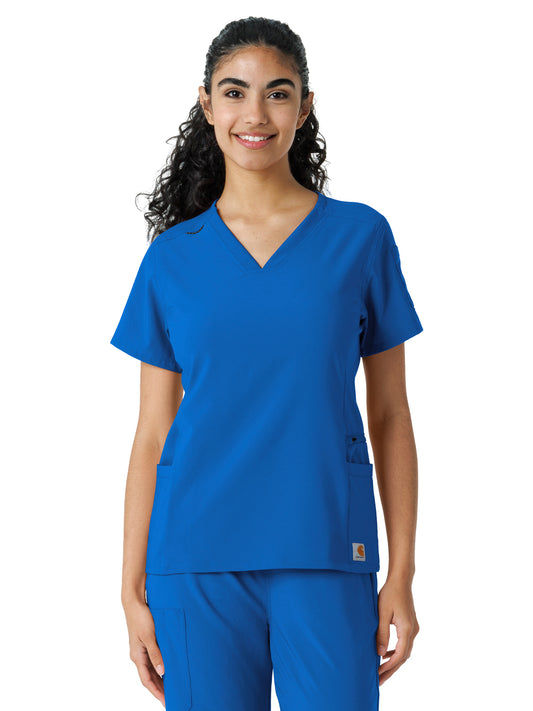 Women's Knit Panel Top - C13310 - Royal