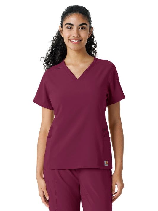 Women's Knit Panel Top - C13310 - Wine