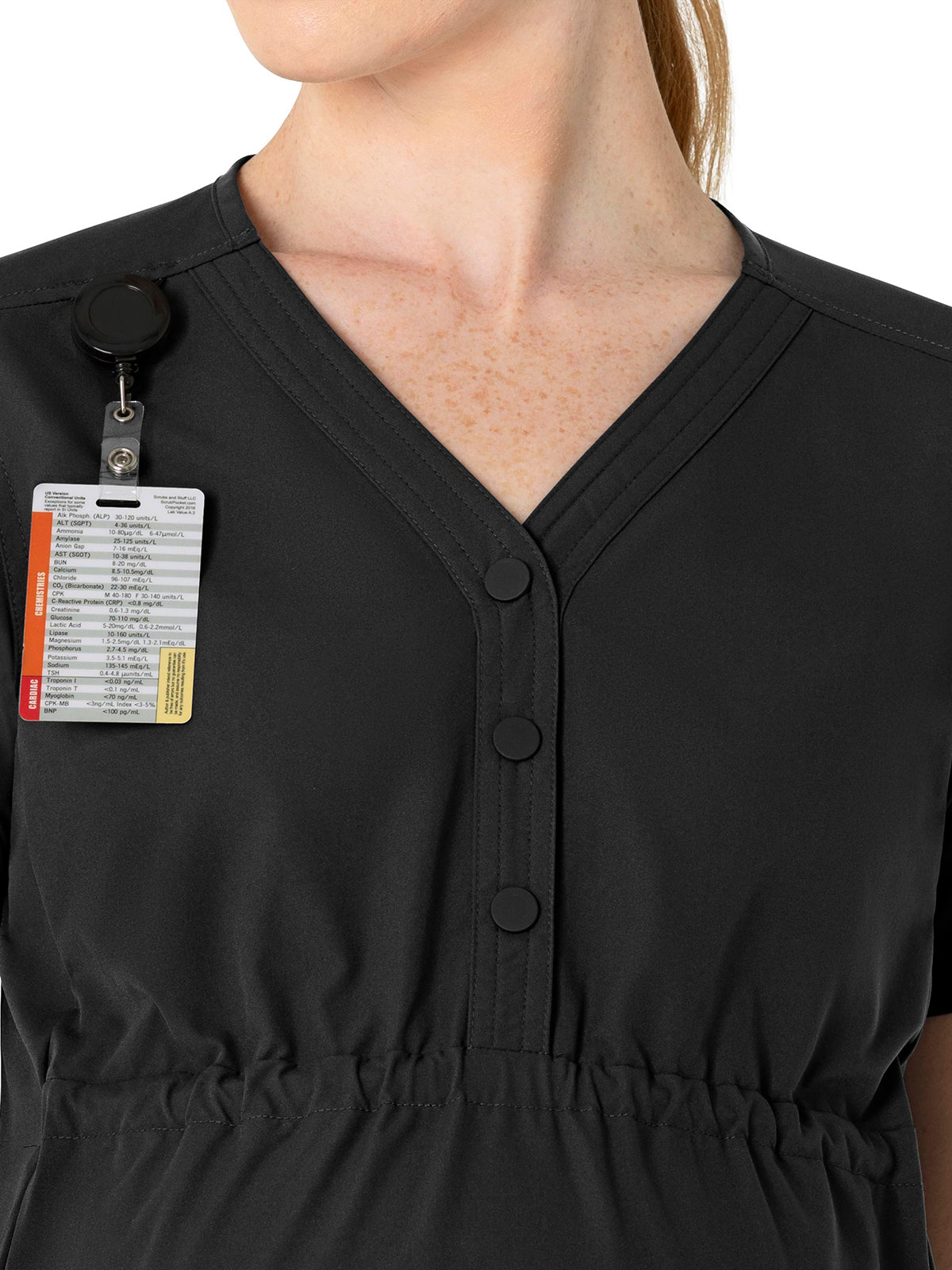 Women's Four-Pocket Henley Maternity Top - C14113 - Black