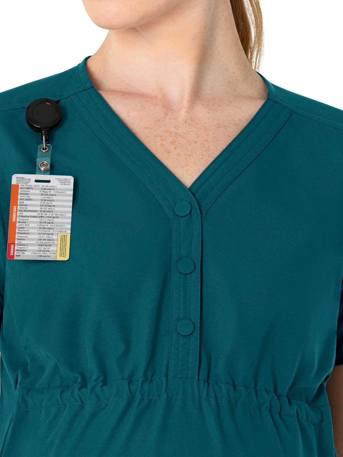 Women's Four-Pocket Henley Maternity Top - C14113 - Caribbean