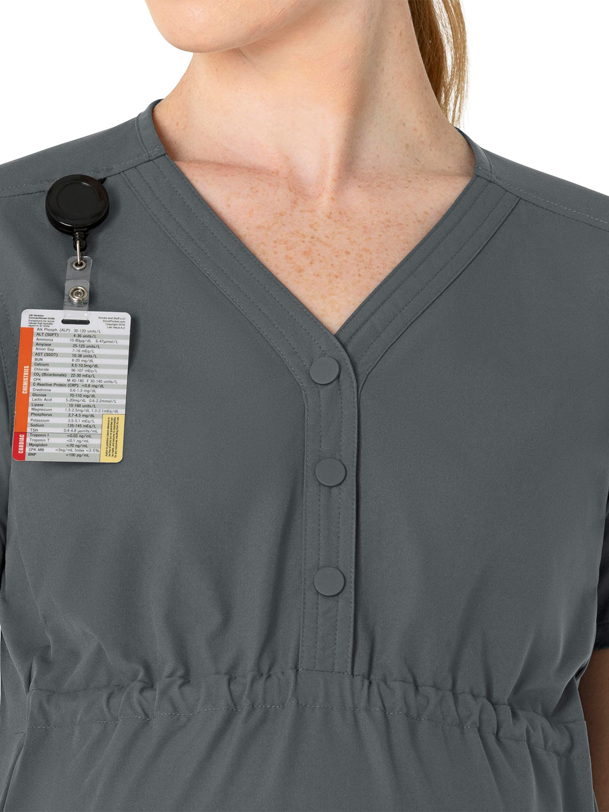 Women's Four-Pocket Henley Maternity Top - C14113 - Pewter