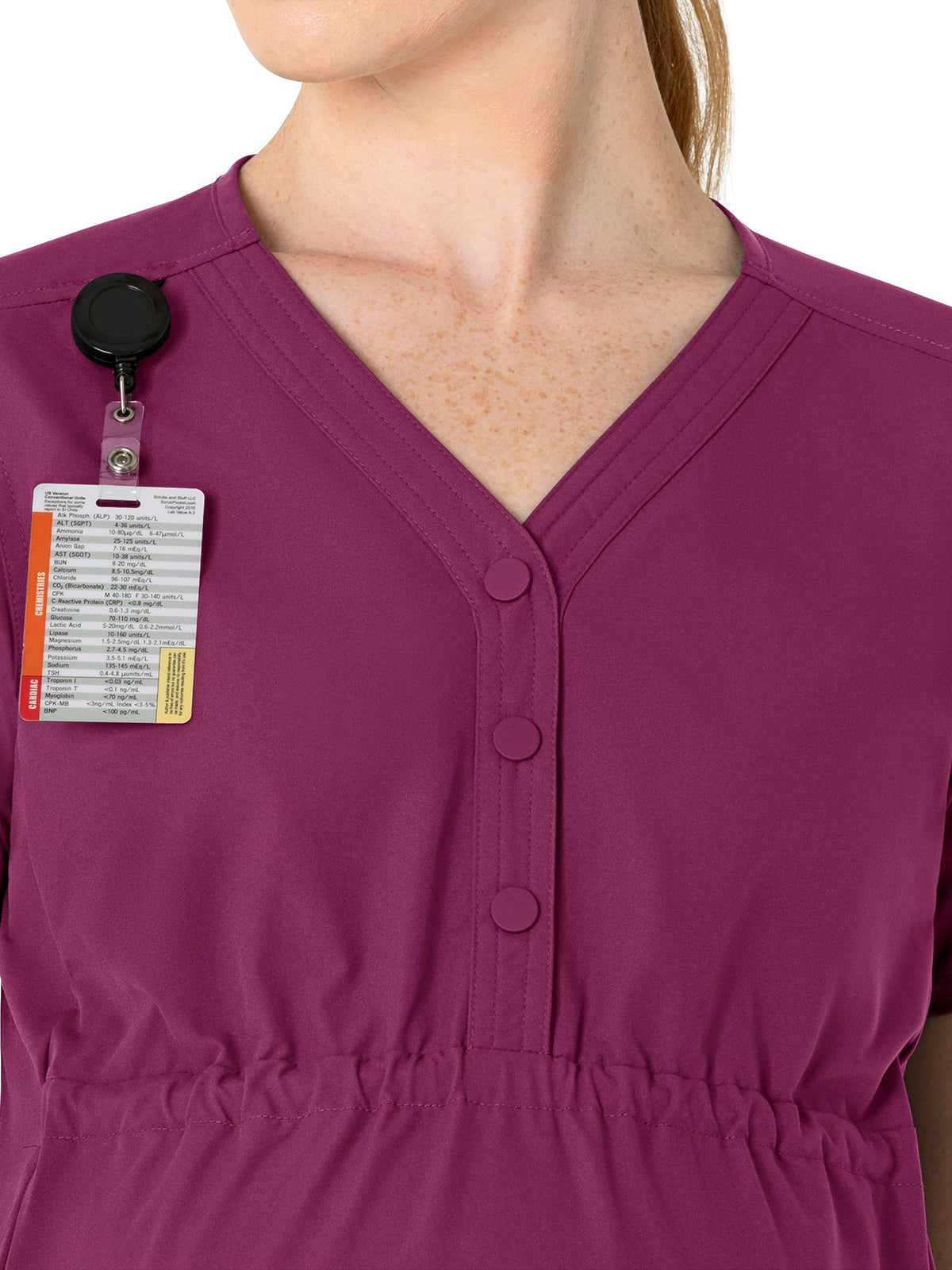 Women's Four-Pocket Henley Maternity Top - C14113 - Wine