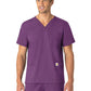 Unisex Seven-Pocket Modern Fit V-Neck Top - C15013 - Eggplant