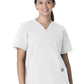 Unisex Seven-Pocket Modern Fit V-Neck Top - C15013 - White