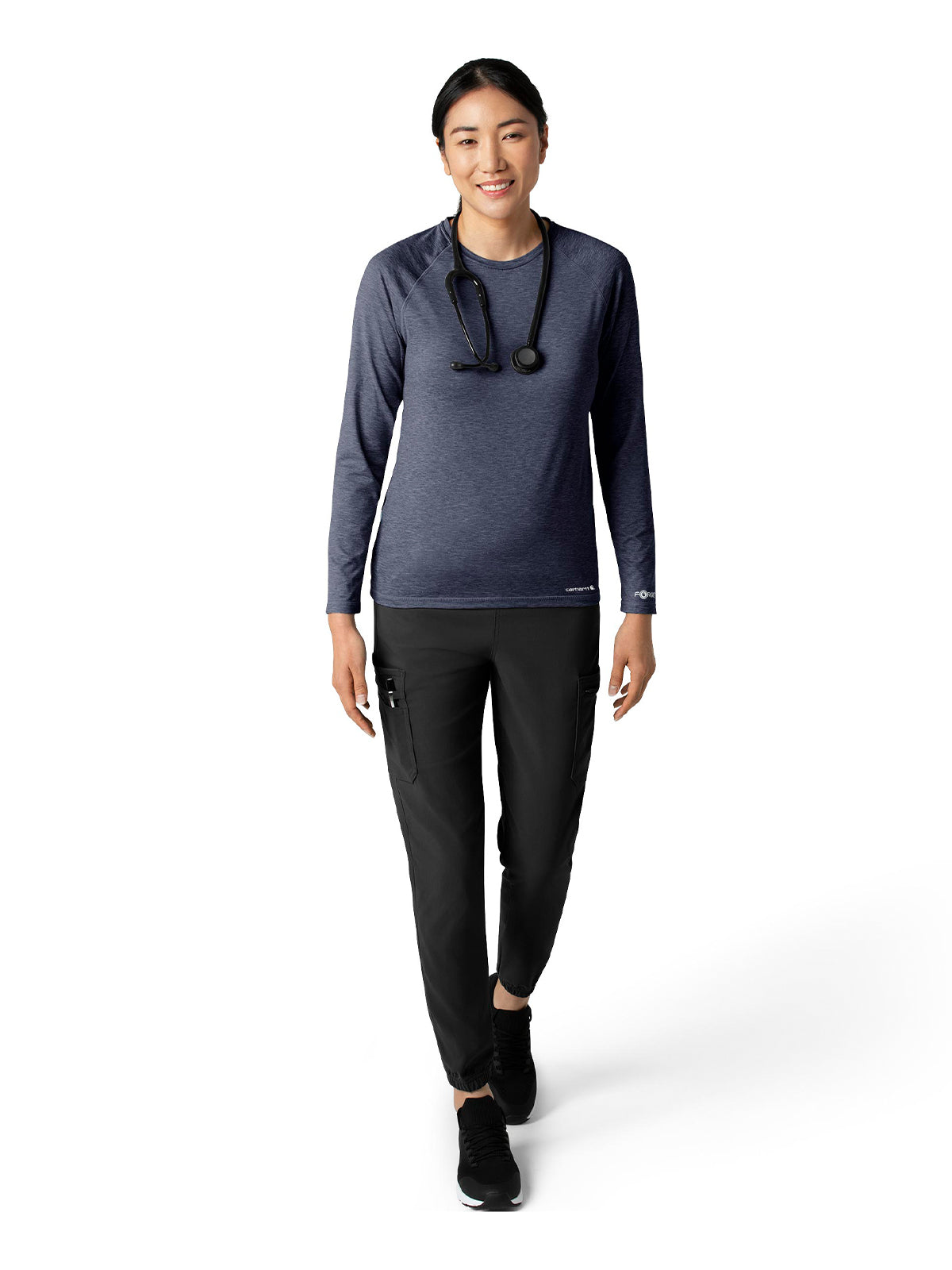Women's Performance Long Sleeve Tee - C31009 - Navy Heather