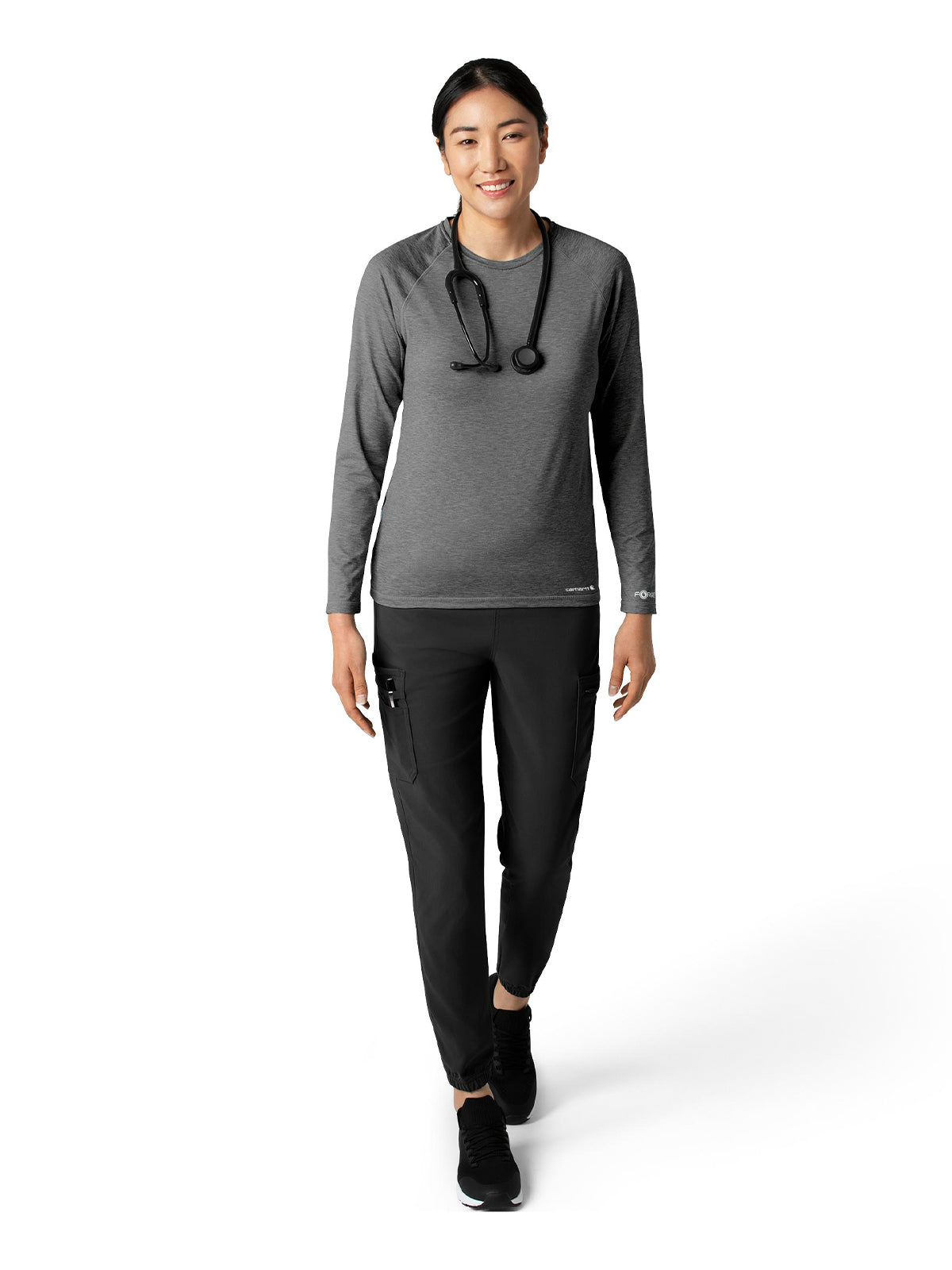 Women's Performance Long Sleeve Tee - C31009 - Pewter Heather