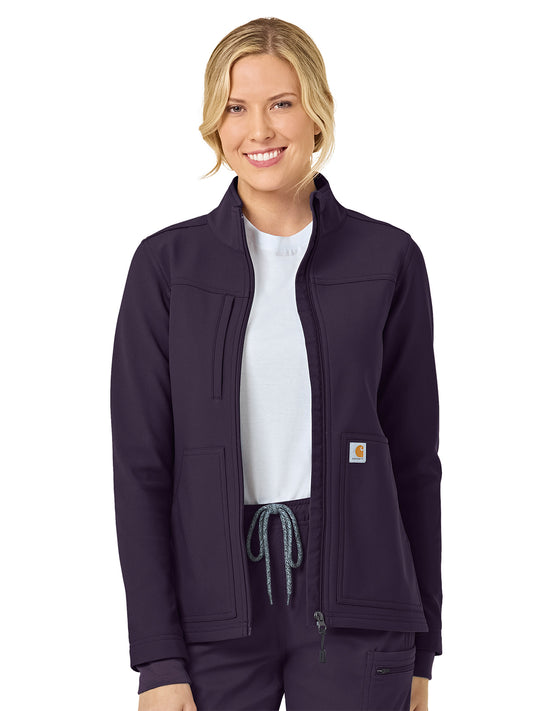 Women's Three-Pocket Bonded Fleece Jacket - C81023 - Black Plum