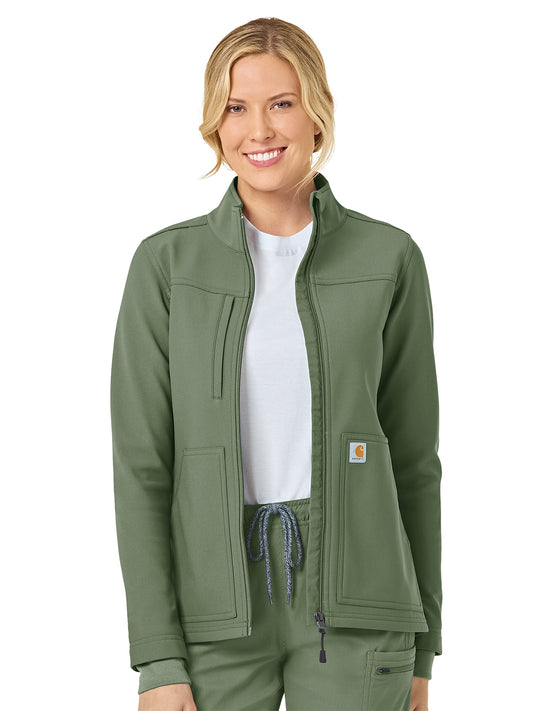 Women's Three-Pocket Bonded Fleece Jacket - C81023 - Olive