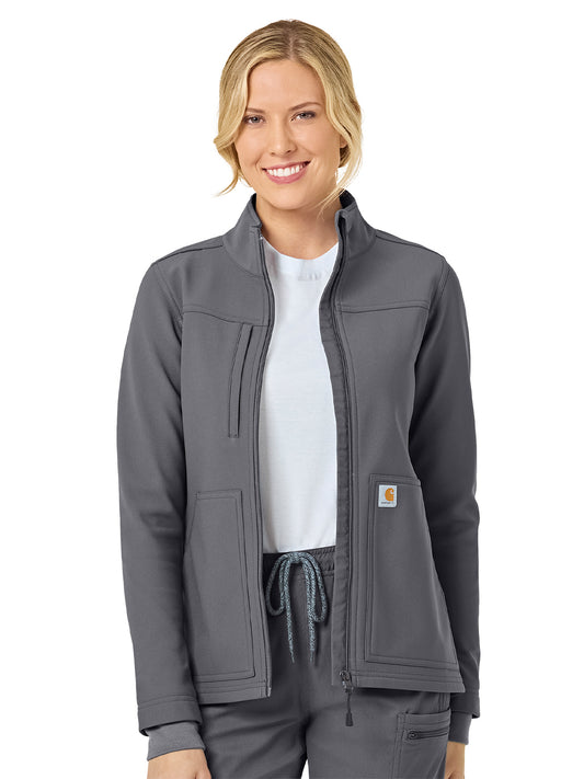 Women's Three-Pocket Bonded Fleece Jacket - C81023 - Pewter