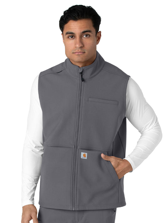Men's Four-Pocket Bonded Fleece Vest - C82023 - Pewter
