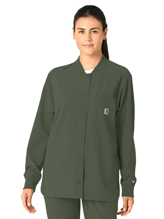 Women's Four-Pocket Modern Fit Shirt Jacket - C82210 - Olive