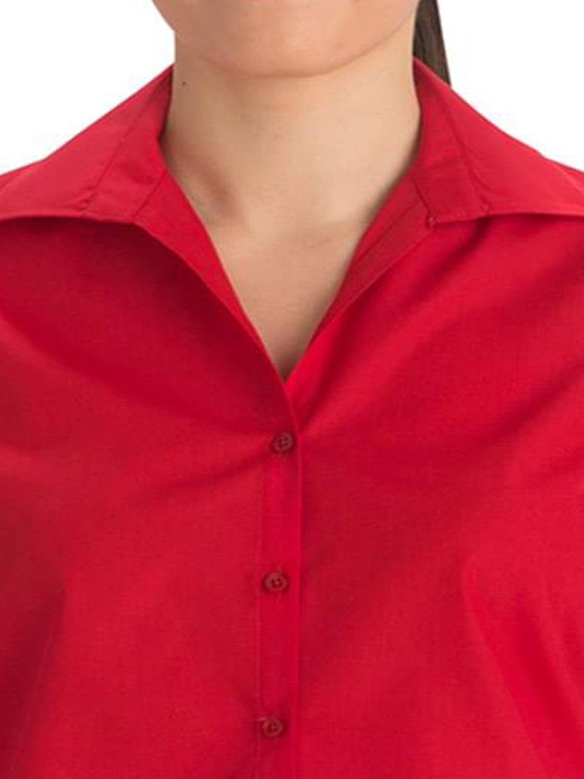 Women's Short Sleeve Lightweight Poplin Shirt - 5245 - Red