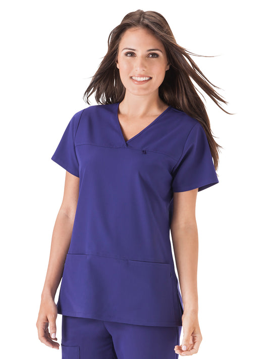 Women's 4-Pocket Highcross Neck Top - 2299 - Purple