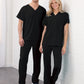 Unisex 4-Pocket V-Neck Top - 2371 - Black