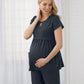 Women's 2-Pocket Empire Waist Maternity Top - 2461 - Charcoal