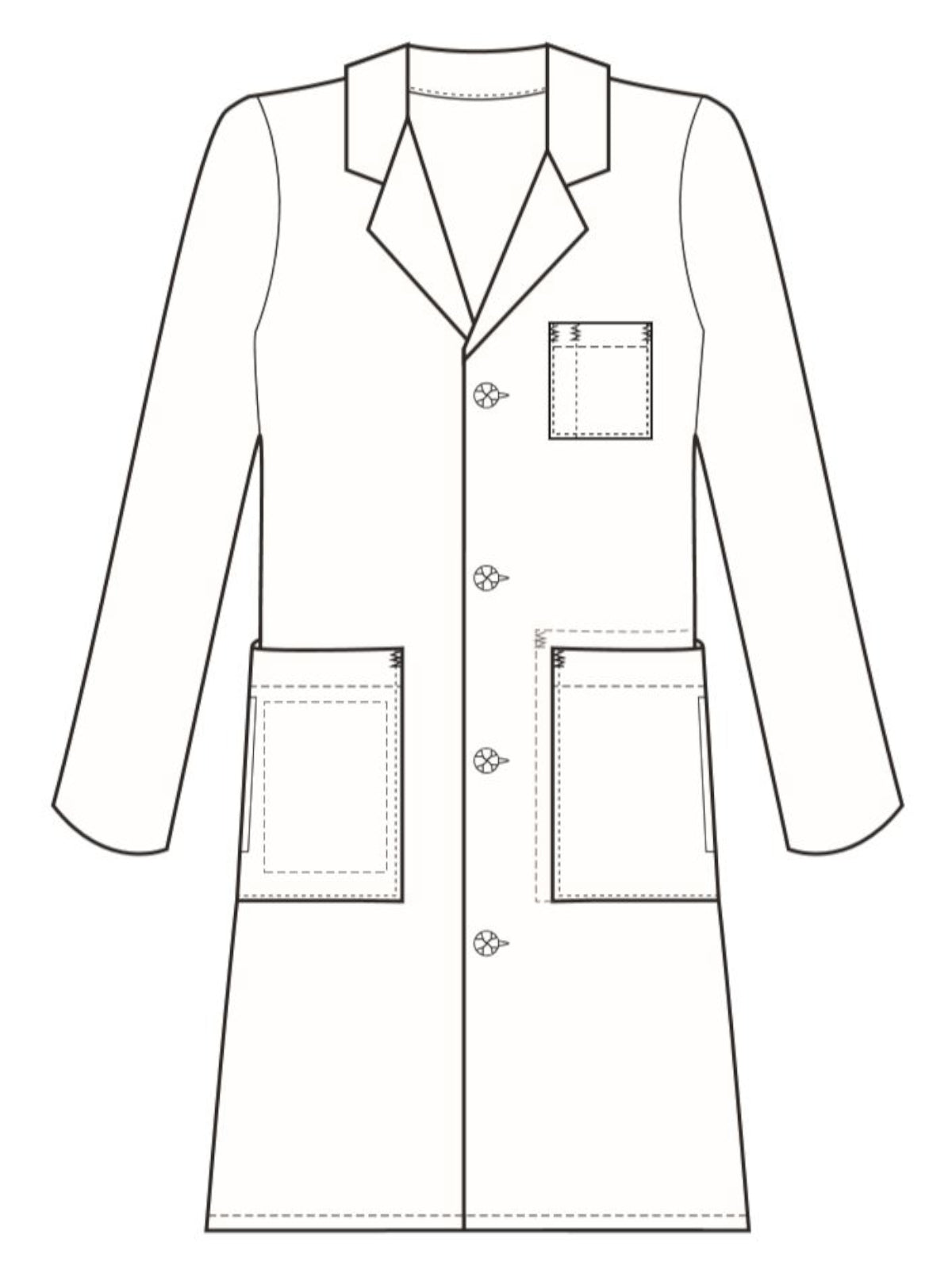 Men's Knot Button Five-Pocket 40" iPad® Lab Coat - 762 - White