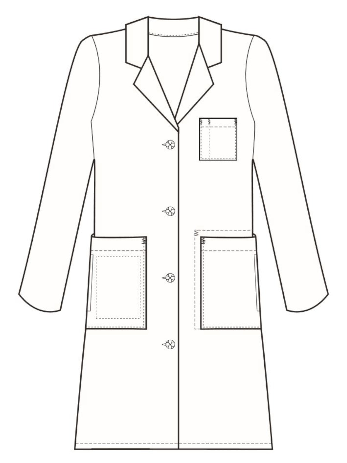 Women's Knot Button Five-Pocket 38" iPad® Lab Coat - 763 - White