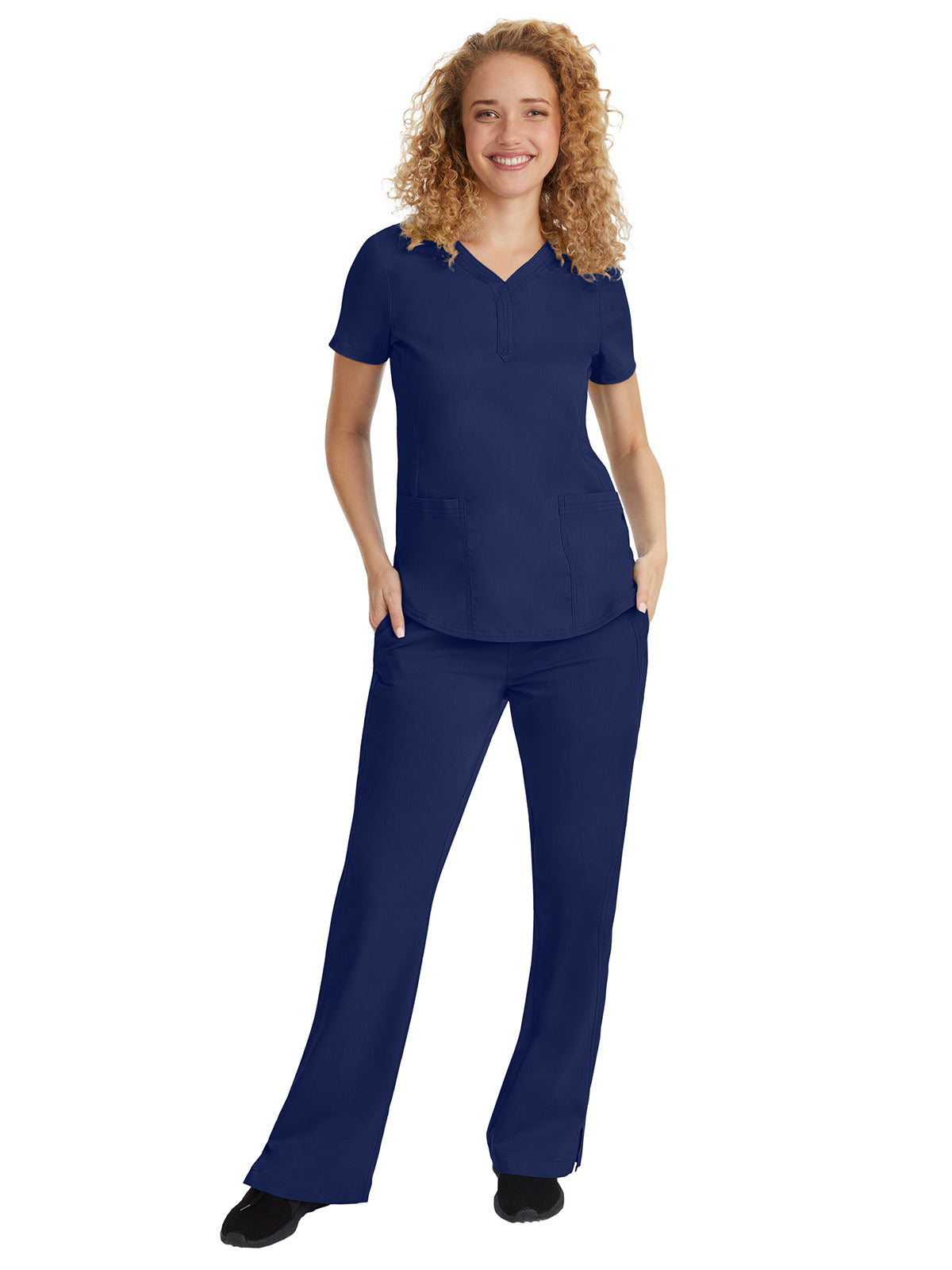 Women's 2-Pocket Jane Triple-Needle Stitching Top - 2167 - Navy