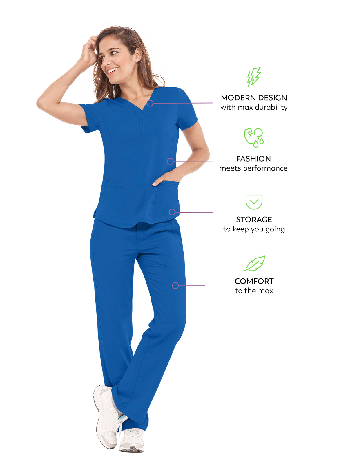 Women's 2-Pocket Jane Triple-Needle Stitching Top - 2167 - Royal