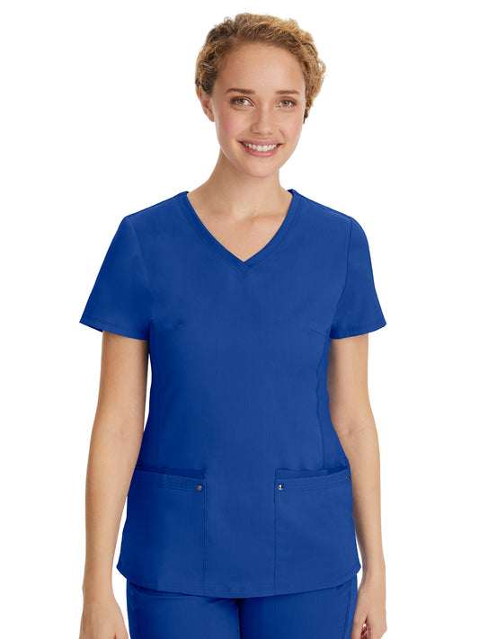 Women's 2-Pocket Juliet Stylish V-Neck Top - 2245 - Galaxy Blue
