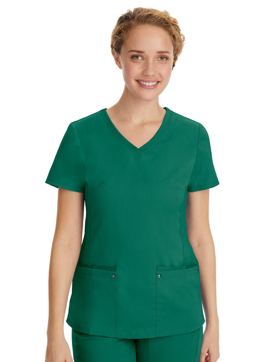 Women's 2-Pocket Juliet Stylish V-Neck Top - 2245 - Hunter