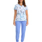 Women's V-Neck Print Top - 2266 - Washed Marble