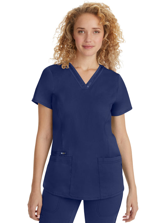 Women's 3-Pocket Jasmin Ribbon Trim Top - 2278 - Navy