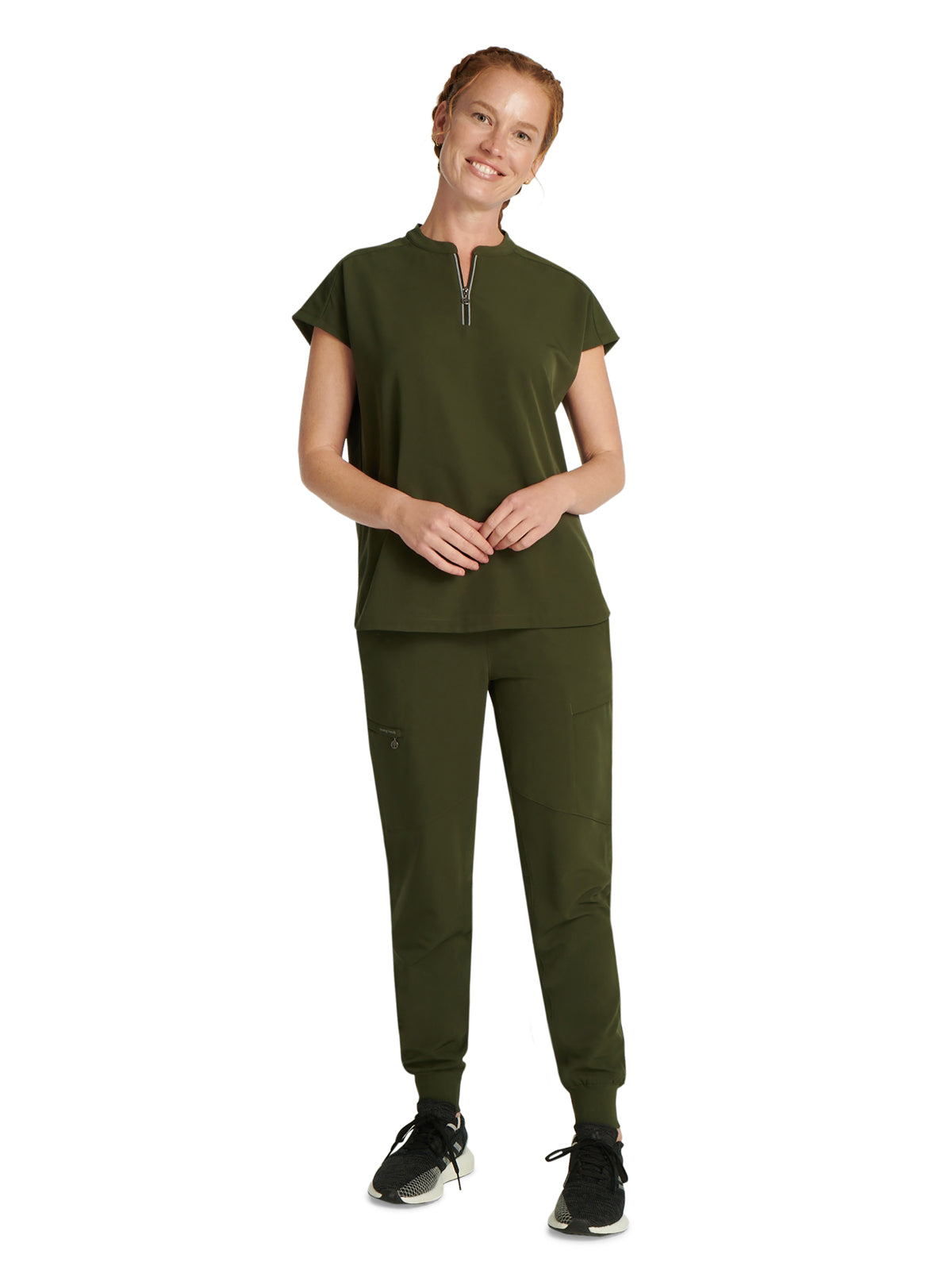 Women's 2-Pocket Sandy Mandarin Collar Top - 2286 - Dark Pine