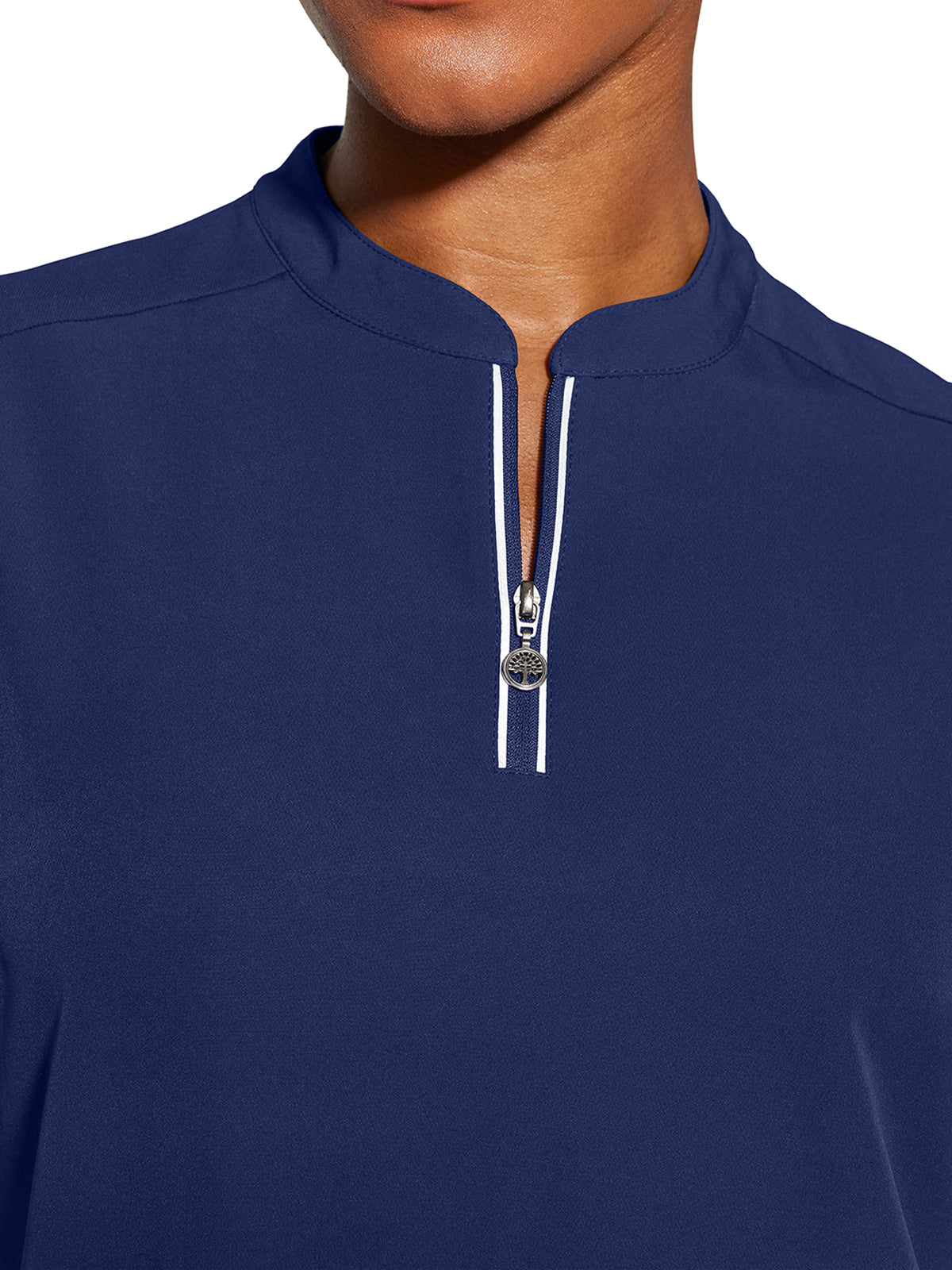 Women's 2-Pocket Sandy Mandarin Collar Top - 2286 - Navy