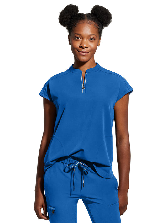 Women's 2-Pocket Sandy Mandarin Collar Top - 2286 - Royal
