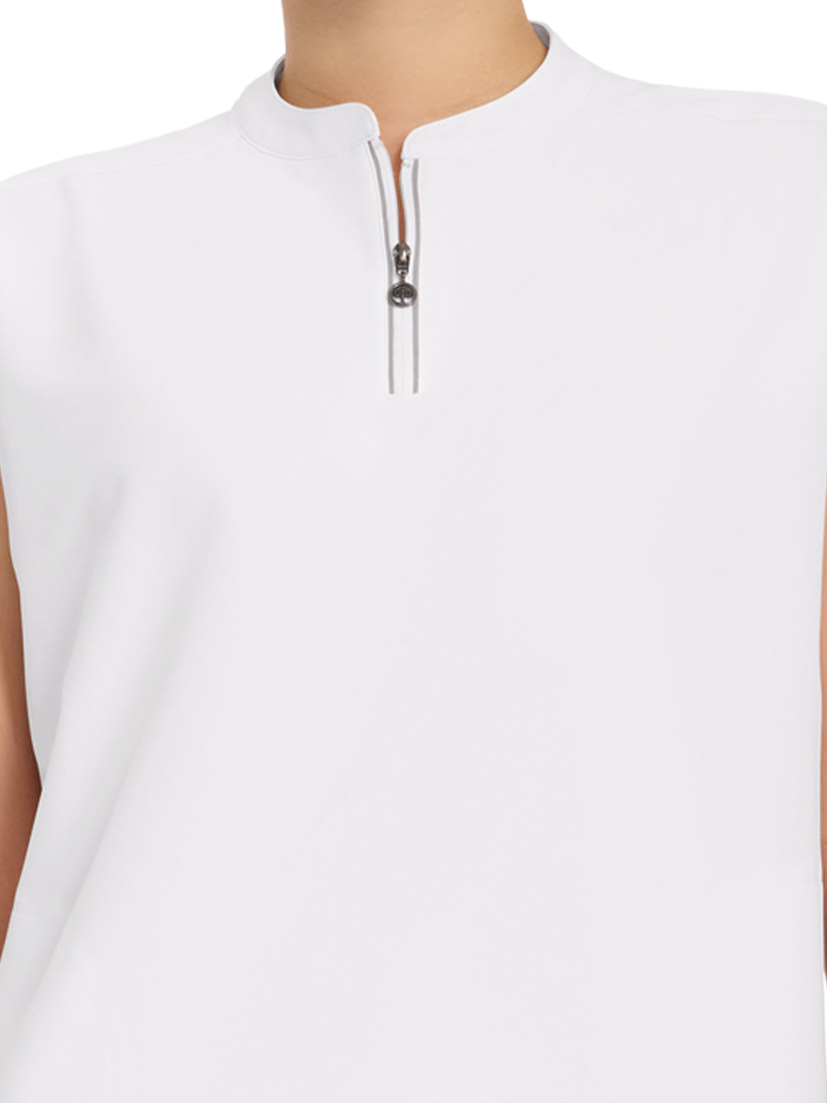 Women's 2-Pocket Sandy Mandarin Collar Top - 2286 - White
