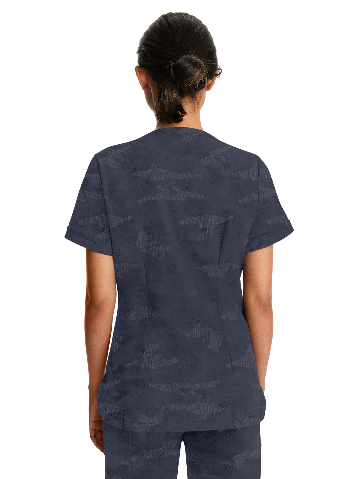 Women's 2-Pocket Joy Camo V-Neck Top - 2353 - Pewter
