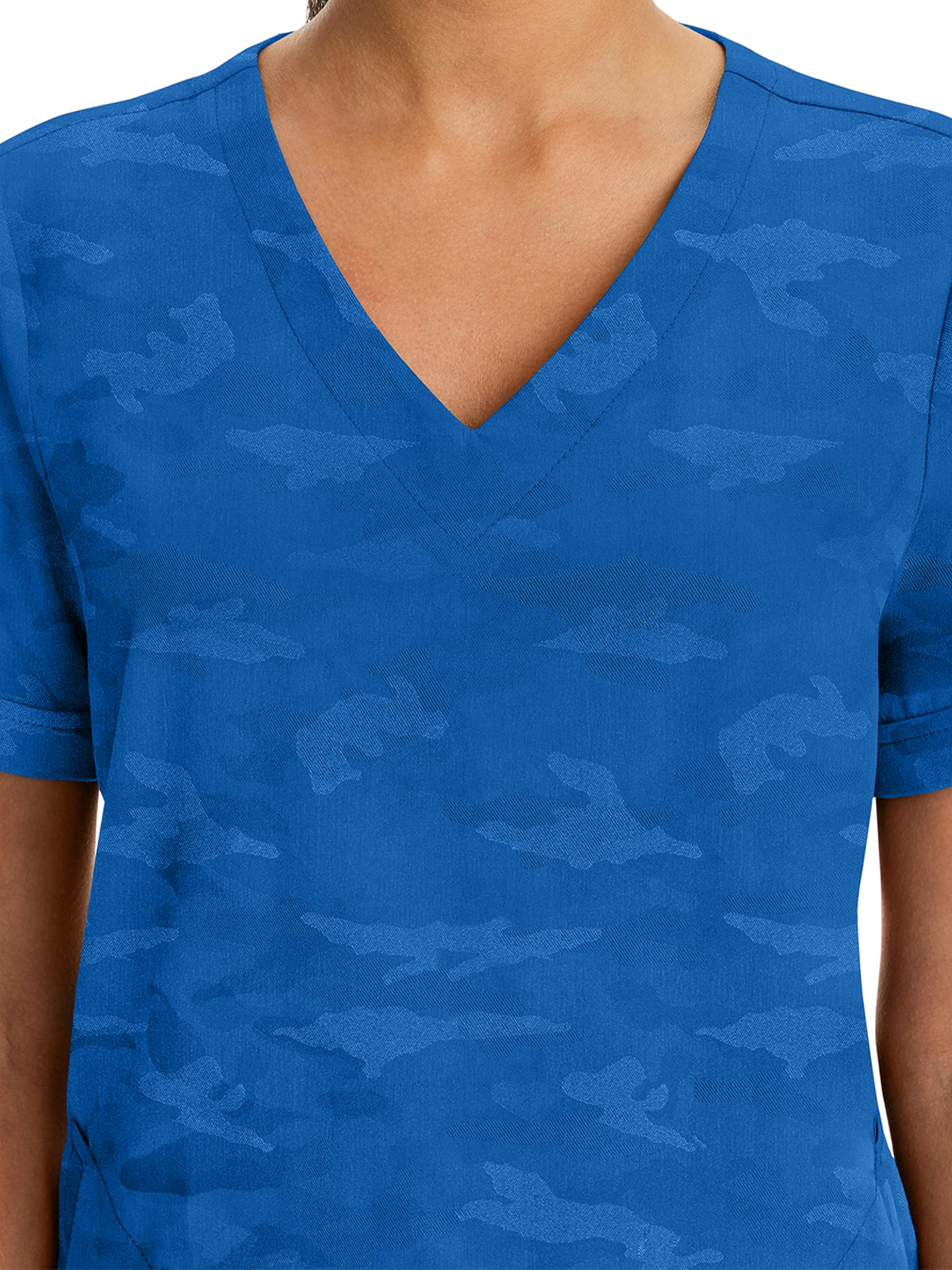 Women's 2-Pocket Joy Camo V-Neck Top - 2353 - Royal