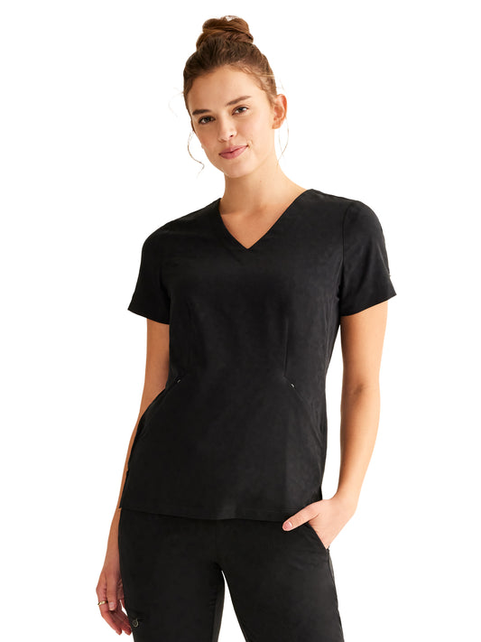 Women's 2-Pocket Jolie Camo Top - 601 - Black
