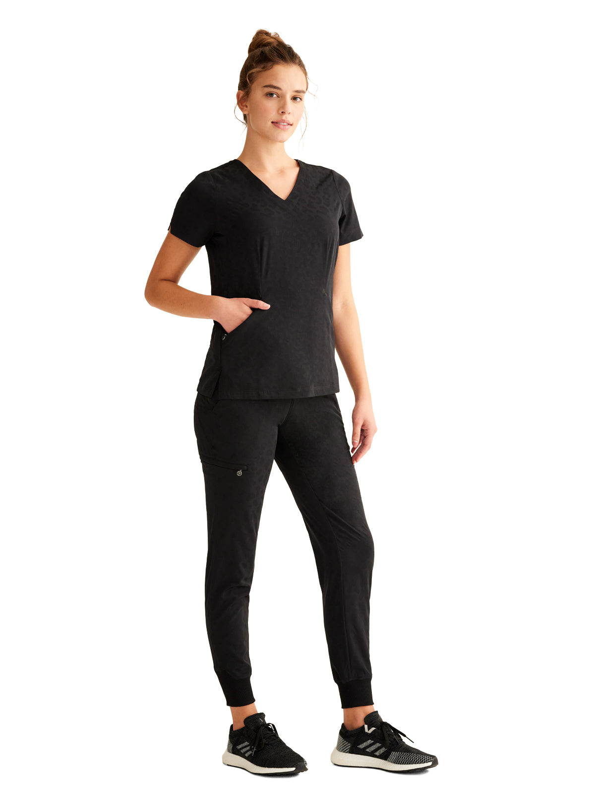 Women's 2-Pocket Jolie Camo Top - 601 - Black
