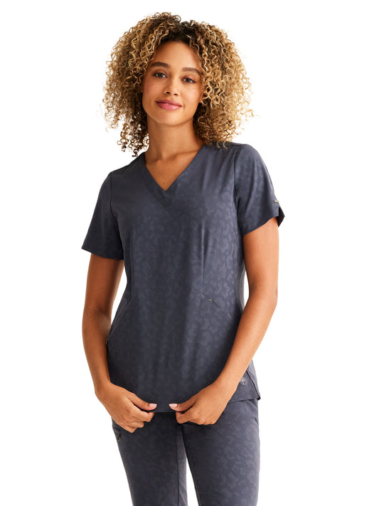 Women's 2-Pocket Jolie Camo Top - 601 - Pewter
