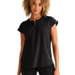 Women's 2-Pocket Jayden Camo Top - 602 - Black