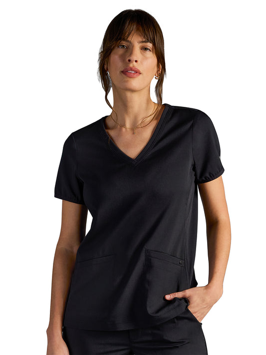Women's Vivian V-Neck Top - 604A - DBlack