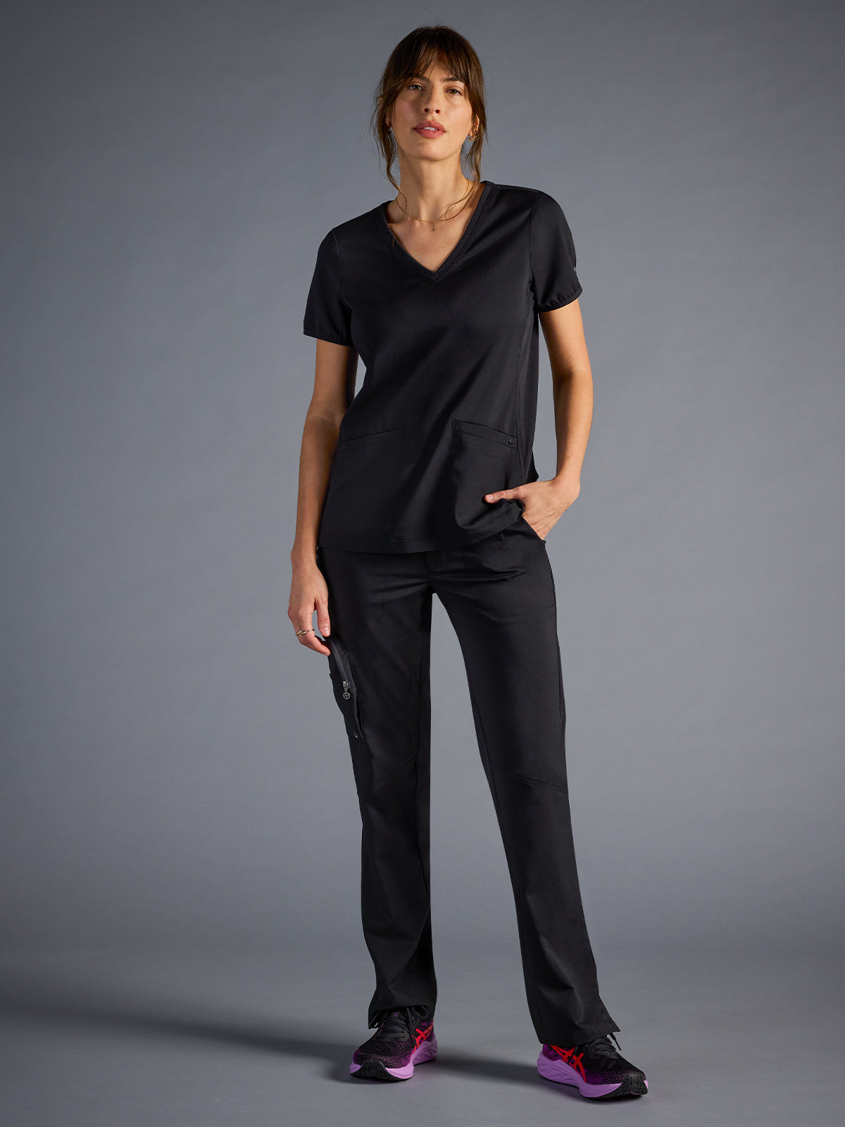 Women's Vivian V-Neck Top - 604A - DBlack
