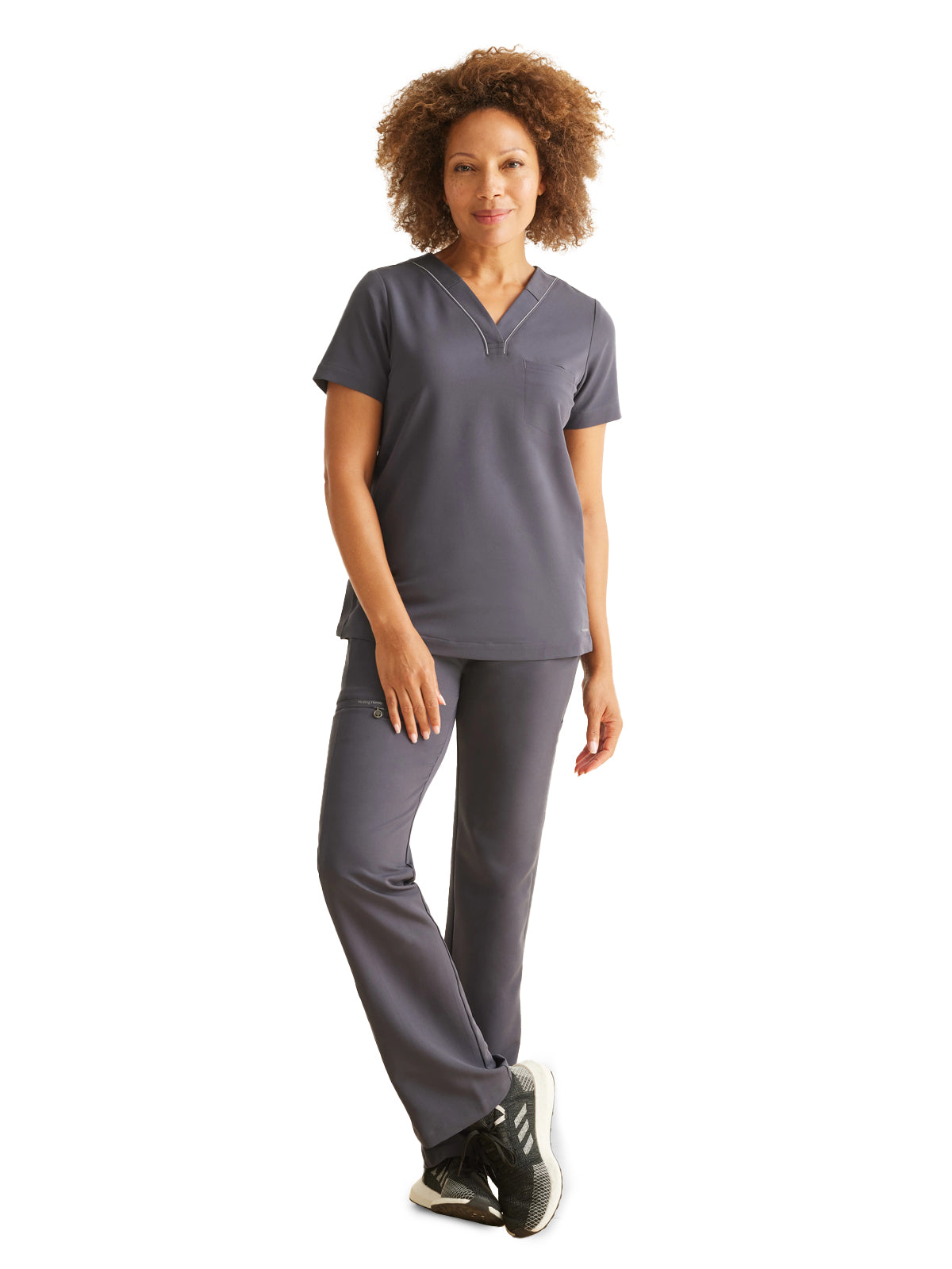 Women's 1-Pocket Stella V-Neck Top - 700 - Pewter