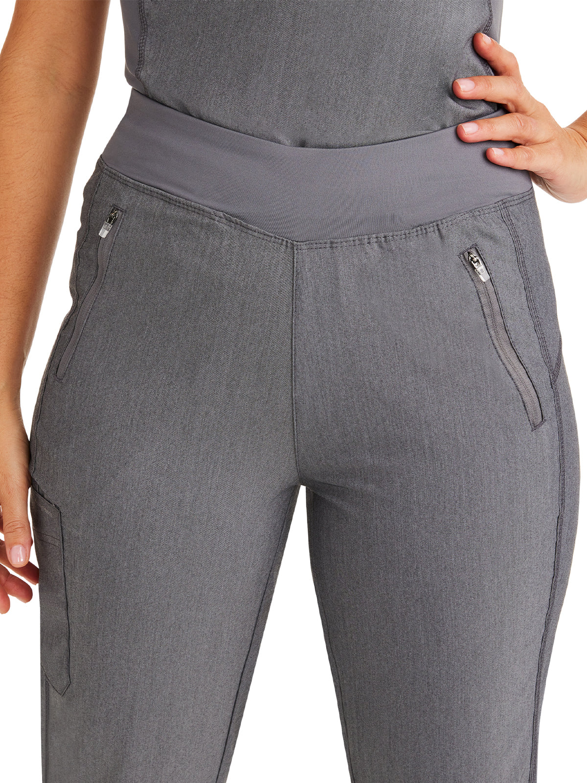 Women's 6-Pocket Tara Yoga Waistband Pant - 9233 - Heather Grey