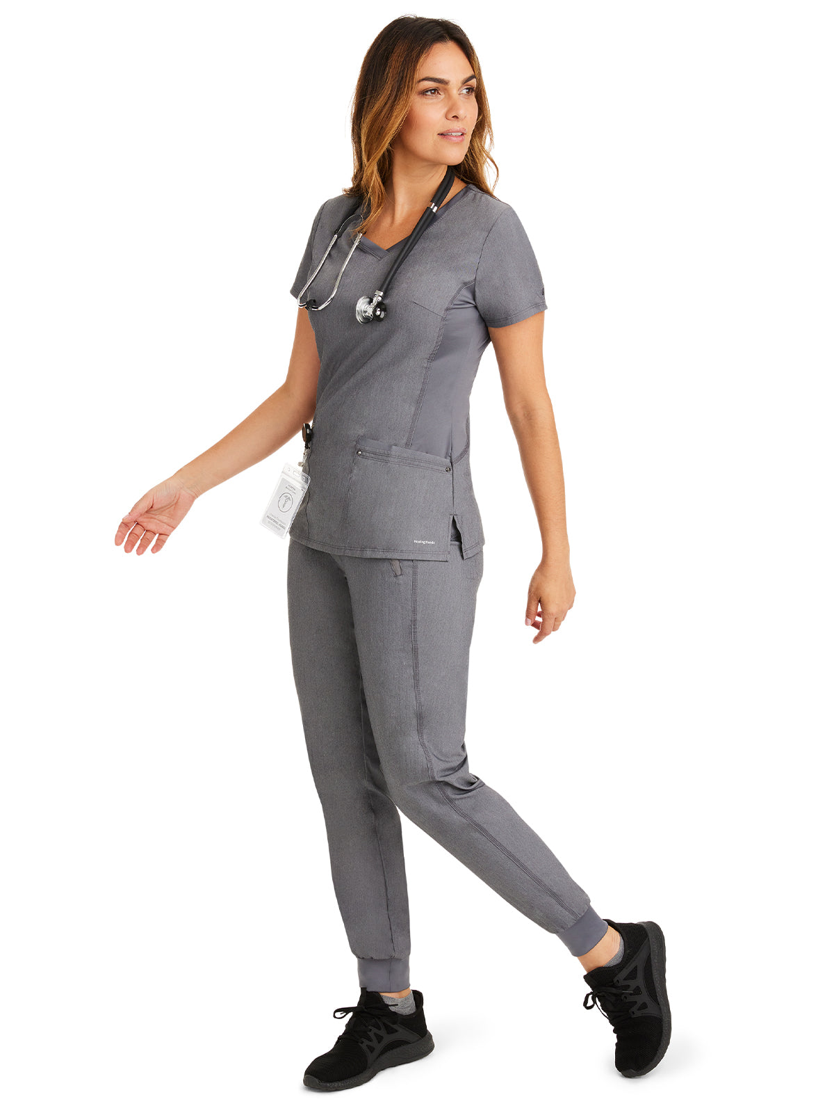 Women's 6-Pocket Tara Yoga Waistband Pant - 9233 - Heather Grey