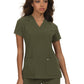 Women's 3-Pocket Wide V-Neck Stretch Hustle and Heart Top - 1019 - Olive Green
