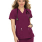 Women's 3-Pocket Wide V-Neck Stretch Hustle and Heart Top - 1019 - Wine