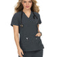 Women's 3-Pocket Wide V-Neck Stretch Hustle and Heart Top - 1019 - Charcoal